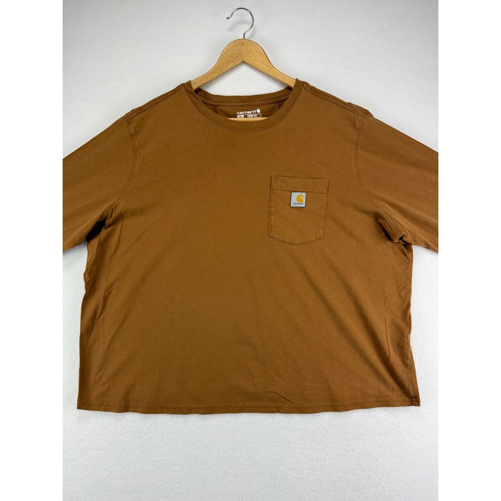 Carhartt Long‎ Sleeve Pocket T-Shirt Mens 1X Loose Fit Brown Workwear Tee